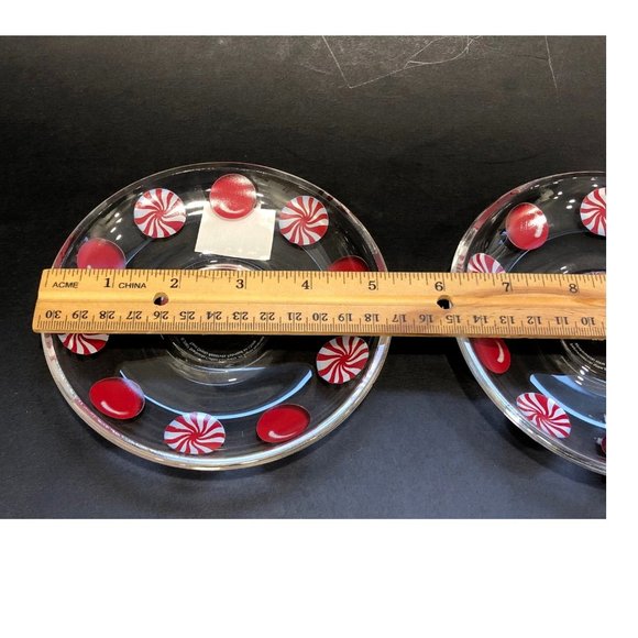 Starbucks Holiday 2007 Peppermint Candy Clear Coffee Mug Set With Saucers - Picture 12 of 16